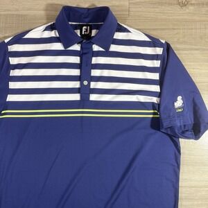 Footjoy Polo Shirt Mens Lg Blue Performance Striped Multicolor  Stretch Light‎